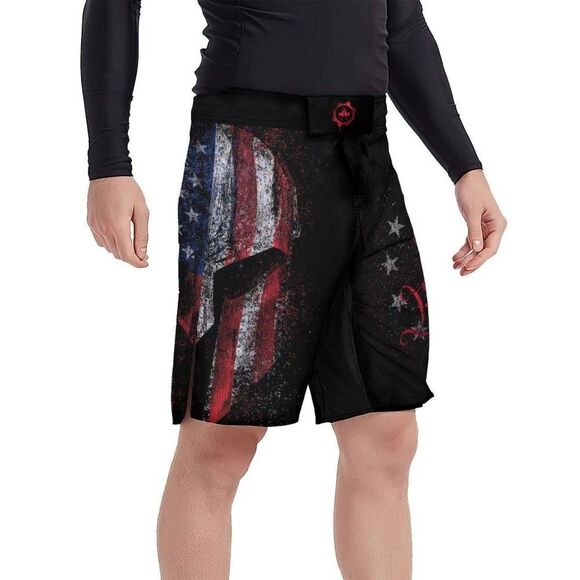 Battle Fit Gear American Jiu Jitsu Grunge Fight Shorts Black S NWT - Picture 1 of 9
